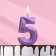 Candle in the Cake "Fine", number "5", purple metallic, 6.5 cm