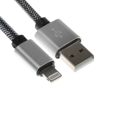 Lightning cable - usb, 2.1 a, nylon braid, 2 meters, silver