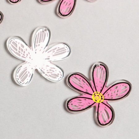 Decor for the work of acrylic "Children's drawing. Transparent flower" 3.5x3.5 cm