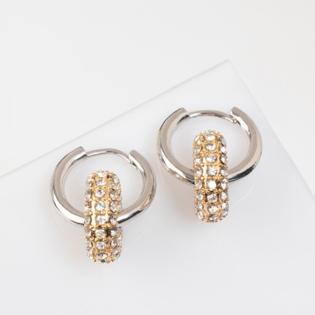 Earrings with the removable element "Transformer" circles, the color of silver with gold-1