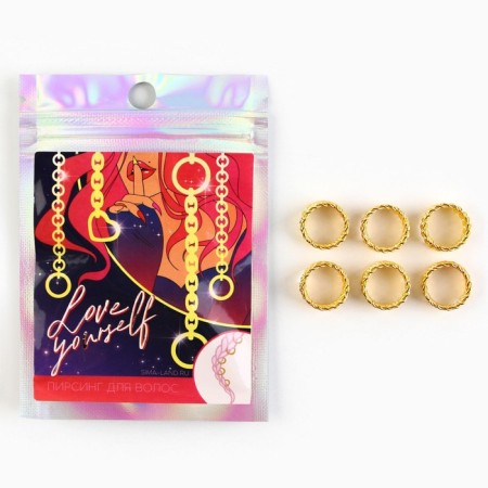 Hair piercing Love Yourself, 6 pcs.-1
