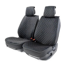 Frame caps for the front seats Car Performance, 2 pcs, alcantara, rhombus, black and blue