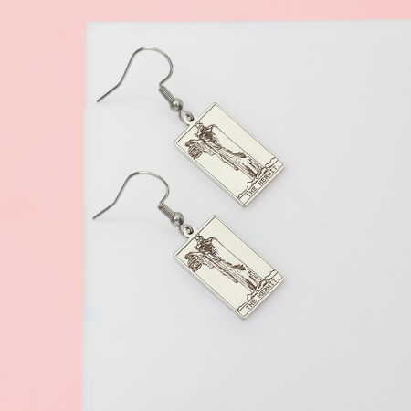 Earrings "Tarot" Hermit, Color Silver-1