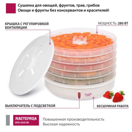 Drywall for vegetables and fruits "Castle EFD-0501M", 125 watts, 5 tiers-1