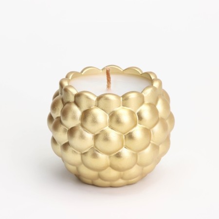 Candle "Shar" in the candlestick with convex spherical faces of gypsum, 8x7 cm, gold-1