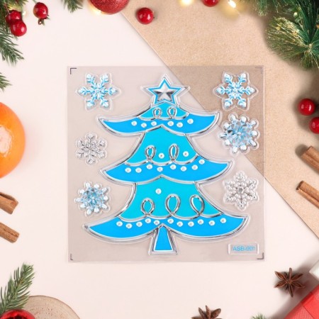 Stickers on the windows "New Year" Christmas tree, snowflakes, 21 x 16 cm