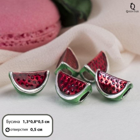 Talisman "Watermelon juicy", green-red color in silver