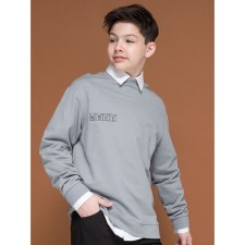 Sweatshirt for boys, height 128 cm, gray color