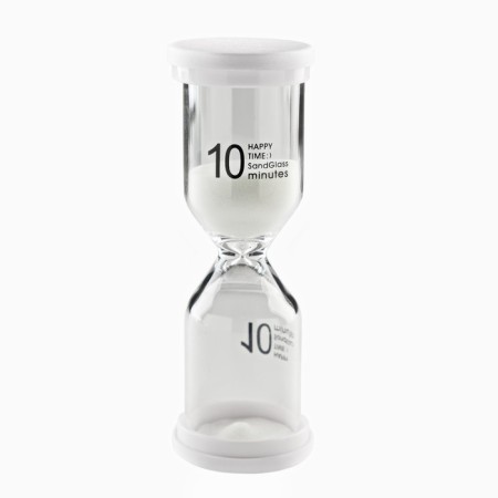 Happy Time sand clock, 10 minutes, 4 x 11 cm, white