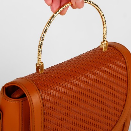 Handle for the bag "Reflected frame", metal, for a puncture, 13 × 9 cm, gold color-4