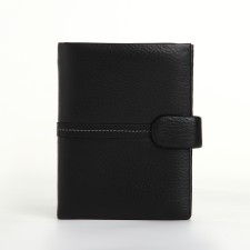 Male purse on the button, department for auto documents, black color