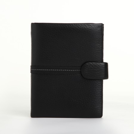 Male purse on the button, department for auto documents, black color