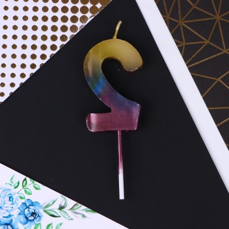 Candle for the cake, number "2", 10 x 3.5 cm.-3