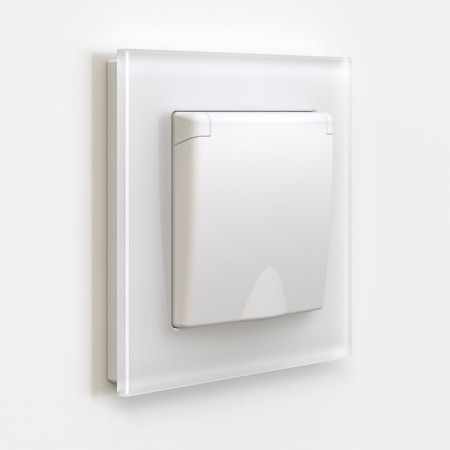 The socket w1171261 with grounding and curtains with a lid, IP44, white matte-1