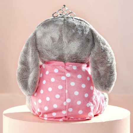 Soft toy "Bunny La Pu in the Cambinison with Crown", the color is gray, 20cm-4