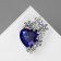 Brooch "Heart" in flowers, white-blue color in silver