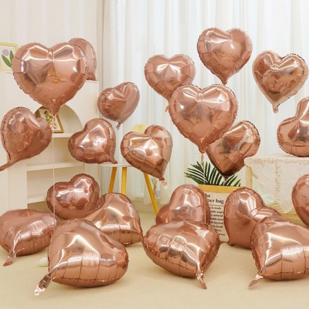 Foil ball 18 "heart" with a valve, color pink gold-1
