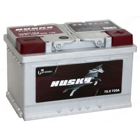 Battery Husky 75 Ah, 6st-75.0 (low), reverse polarity