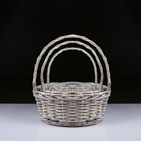 A set of wicker baskets, willow, 3 pcs., Gray-beige color, medium-1