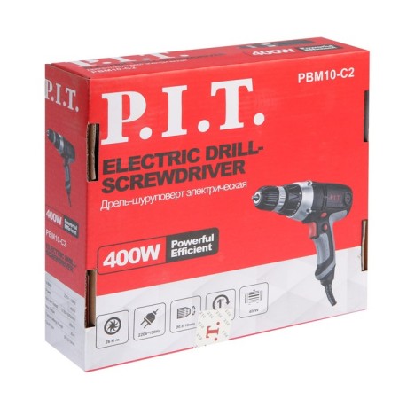 Drill Black Overput P.I.T. PBM10-C2, 400 W, 350/1050 rpm, 2 speeds, BZP 10 mm-5