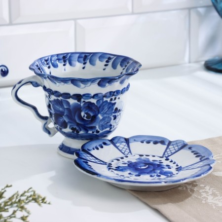 Tea couple "rope", 250 ml, gzhel-2