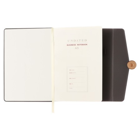 Organizer on the rings A6+, 80 sheets, leatherette, with a valve, a line, with a handle, in a gift box, gray-5