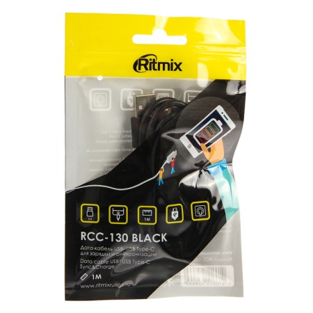 RITMIX RCC-130, Type-C cable-USB, 1 m, black-1