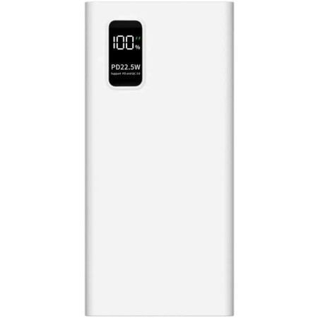 External Pero PB05, 10,000 mAh, 2 USB, 5 A, display, white