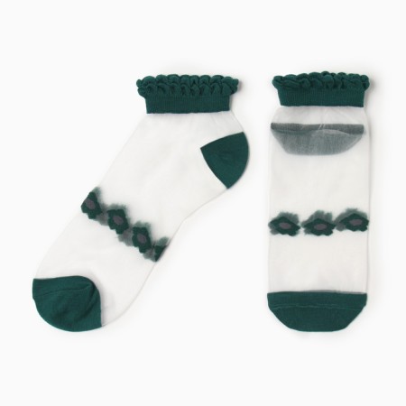 Women's socks glass minku "Flowers", turquoise color, rr 36-37 (23 cm)