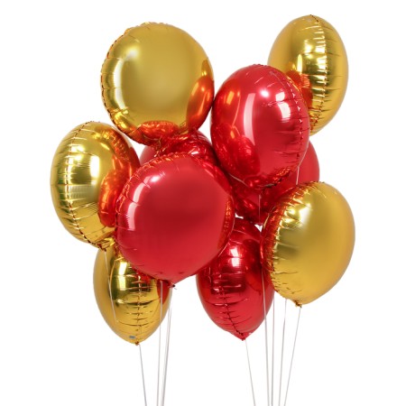Set of foil balls 18 "Red-gold" circle of 10 pcs.-1