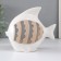 Ceramics candlestick for 1 candle "fish with patterns" white 15.7x8.8x14.3 cm