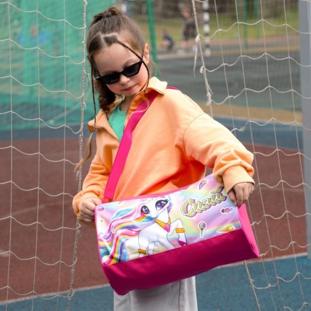 Children's sports bag for lightning girls, external pocket, pink color-4