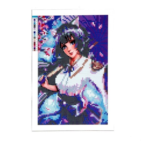 Diamond mosaic with partial filling on the canvas "Girl with an umbrella", 20 x 30 cm-2