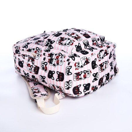 School backpack from textiles on lightning, 3 pockets, pencil case, pink color-6