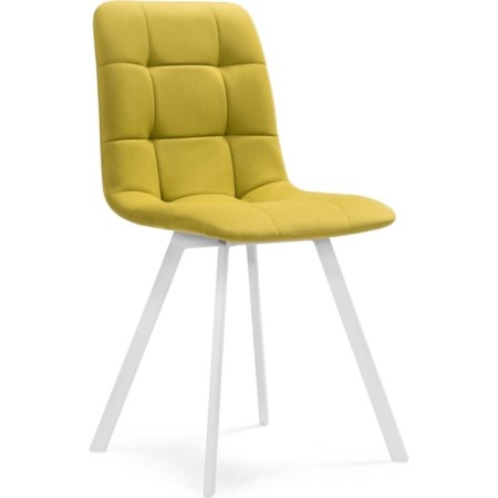 Stool on a metal frame chilli metal/velor, white/yellow 43.5x50x87.5 cm