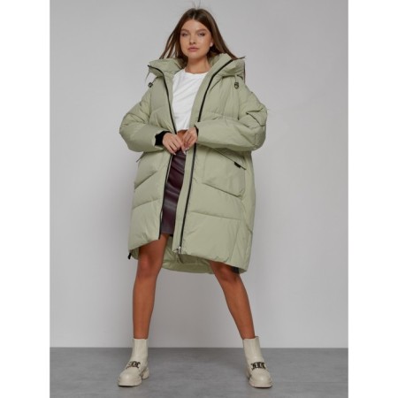 Coat insulated winter female, size 50, color light green-10