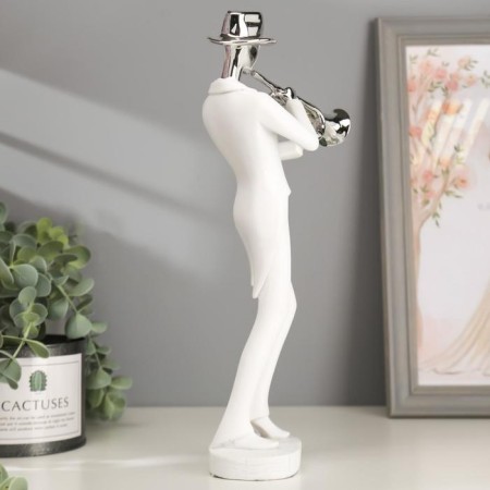 Polystone souvenir "Musician with saxophone" White with silver 29.5x10.5x13.5 cm-3