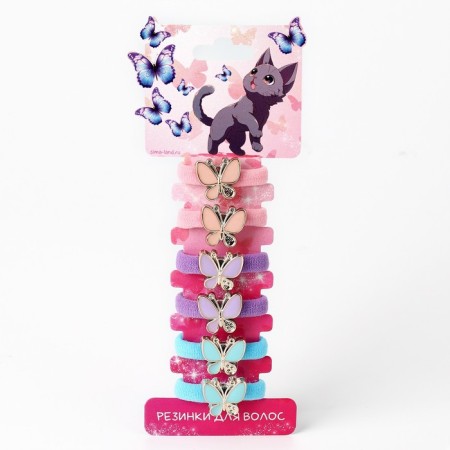 Hair elastic bands "cat" 6 pcs, 3.5 x 3.5 x 1 cm-1
