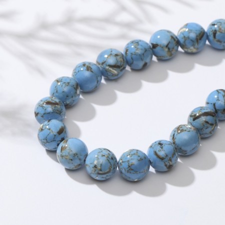 Beads on threads ball No. 10 "Variscitte" (38 beads), blue color