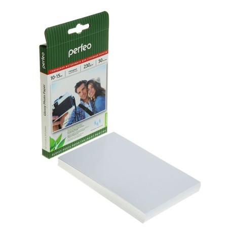 Photo paper for jet print A6 (100 x 150 mm), 50 sheets Perfeo, 230 g/m2, one -sided, glossy-1
