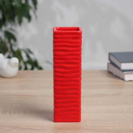 VAZ Coramics Table "Thiago" waves, 18x5.5 cm, red