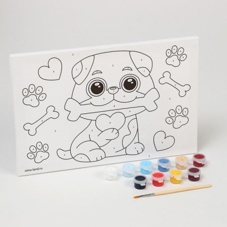 Picture on numbers for children "puppy with a bone", 20 x 30 cm-3