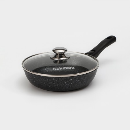 Pan, d = 24 cm, removable handle, glass cover, anti -stick coating, color dark marble