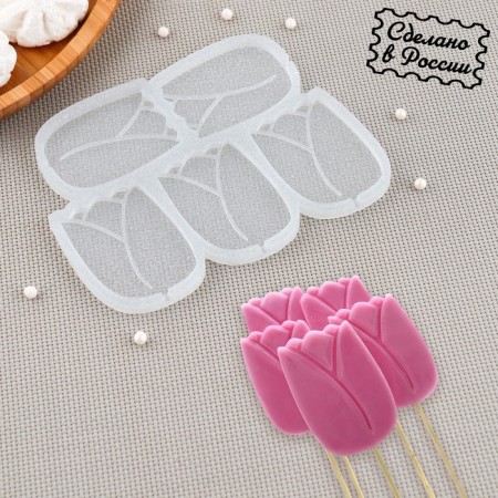 Silicone Mold for candy and chocolate "Tulip", 5.5 × 4.5 cm, the color is transparent