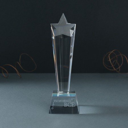 Souvenir Glass stele "Star - you can all" 6.5x6.5x23 cm-2
