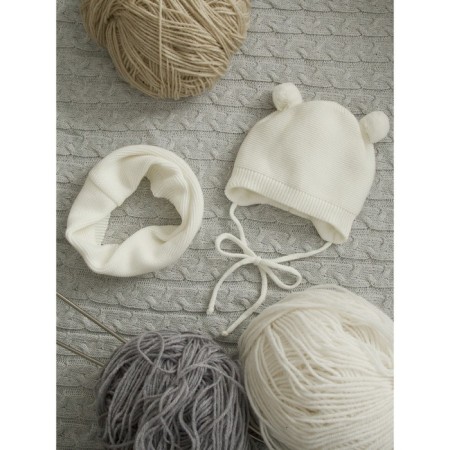 A cap on ties with pompons Children's Amarobaby Pure Love Pompony, with a lining, size 38-40 cm, milk color-8