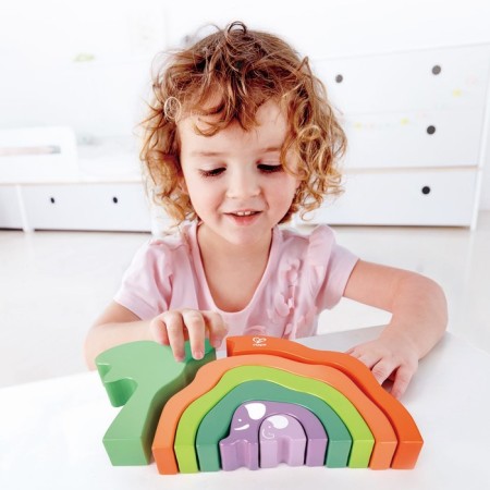 Developing toy 3 in 1 “On Safari with Elephants” for kids (pyramid, puzzle, play-balancer)-2
