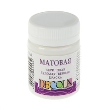 Acrylic matte paint 50 ml, ZHK Decola, White, 14328104