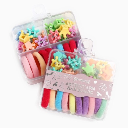 Gift set, hair gum 10 pcs, hairpin crab 10 pcs, princesses-1