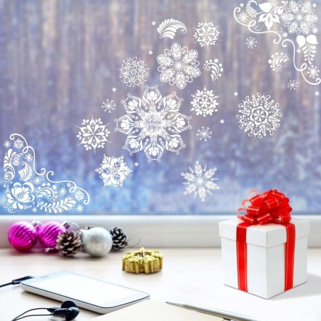 Window sticker "Patterned snowflakes", reusable, 33 x 50 cm, New Year-5